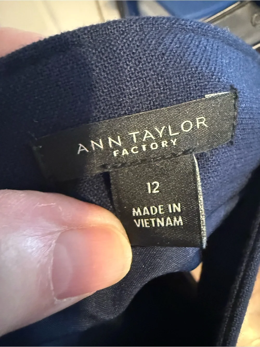 Ann Taylor Factory Navy Mini Skirt with Pearl-Style Side Buttons